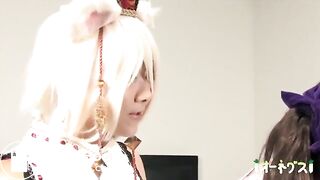 Japanese cosplayer's enema panty poop