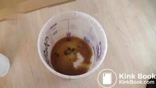 Mistress feeding scat from bowl cute black stockings