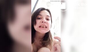 Slut eating shit from finger