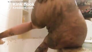 Smearing poop all over her buttocks and talking dirty..