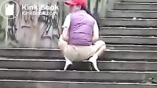 Hard pantypoop and smearing in public