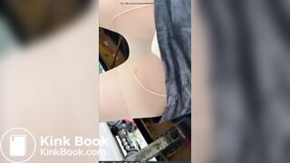 Clip of a girl who can't hold back, poop in stockings 1