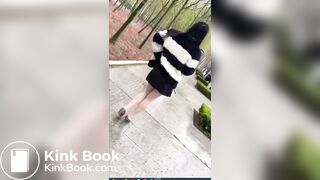 Clip of a girl who can't hold back, poop in stockings 1