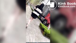 Clip of a girl who can't hold back, poop in stockings 1