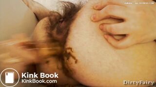 Nasty hairy pig fucks her asshole.