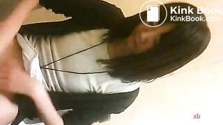 japanese girl try hard to poop