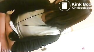 japanese girl try hard to poop