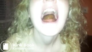 She eats a tiny turd..