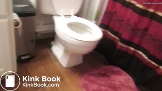 Hot girl talking and pooping on toilet
