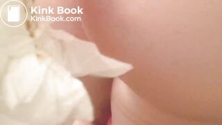 Hot girl talking and pooping on toilet