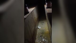 Chinese lady poops diarrhea in hurry at dinner time.