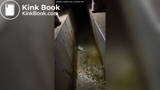 Chinese lady poops diarrhea in hurry at dinner time.