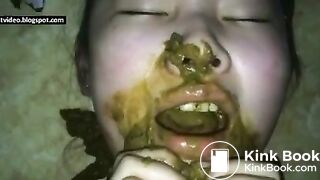 Asian girl eats guys shit