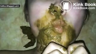 Asian girl eats guys shit