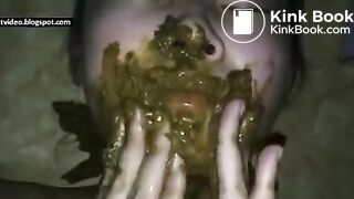 Asian girl eats guys shit