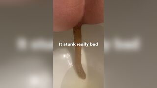 young long turd toilet