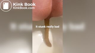 young long turd toilet
