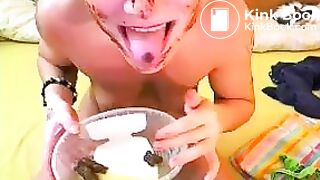 Smearing and eating scat