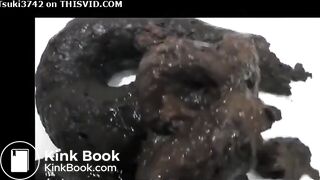 Sexy girl shits black colour poop
