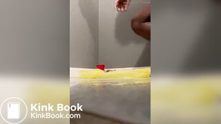 Shy ebony creamy shit in hand