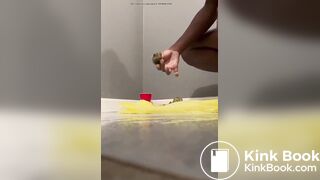 Shy ebony creamy shit in hand