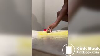 Shy ebony creamy shit in hand