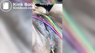 Latina fucks her ass with multicolour dildo (2)