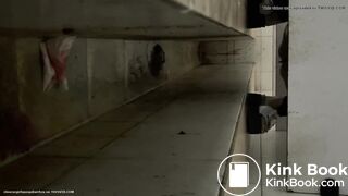 Chinese lady poops painful diarrhea in public toilet.