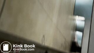 Chinese lady poops painful diarrhea in public toilet.