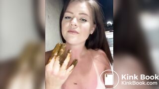 cleaning dirty dildo and swallowing so much