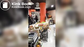 Lady caught shoplifting takes a shit