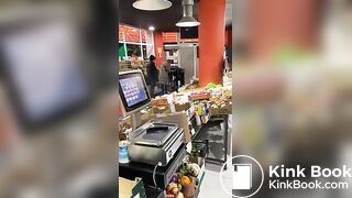 Lady caught shoplifting takes a shit