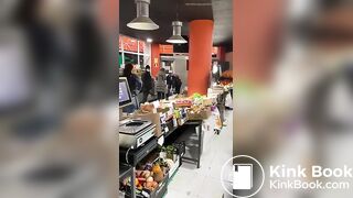 Lady caught shoplifting takes a shit
