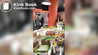 Lady caught shoplifting takes a shit