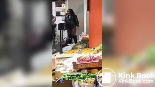 Lady caught shoplifting takes a shit