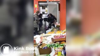Lady caught shoplifting takes a shit