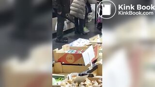 Lady caught shoplifting takes a shit