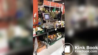 Lady caught shoplifting takes a shit