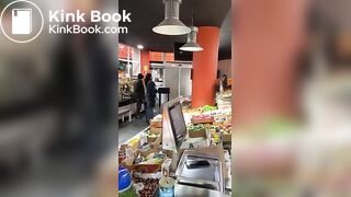 Lady caught shoplifting takes a shit