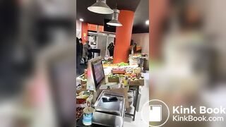 Lady caught shoplifting takes a shit