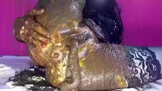 Sexy bitch shitting out of both holes