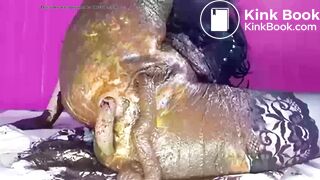 Sexy bitch shitting out of both holes