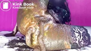 Sexy bitch shitting out of both holes