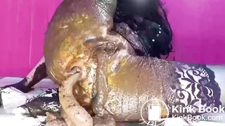 Sexy bitch shitting out of both holes