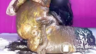 Sexy bitch shitting out of both holes