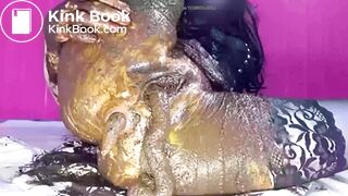 Sexy bitch shitting out of both holes