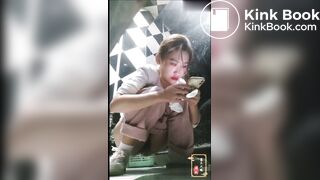Voyeur beautiful girl pooping