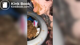 Porta potty dirty dildo suck