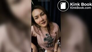 Thai girl drink wine pooping