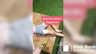 Thai girl drink wine pooping